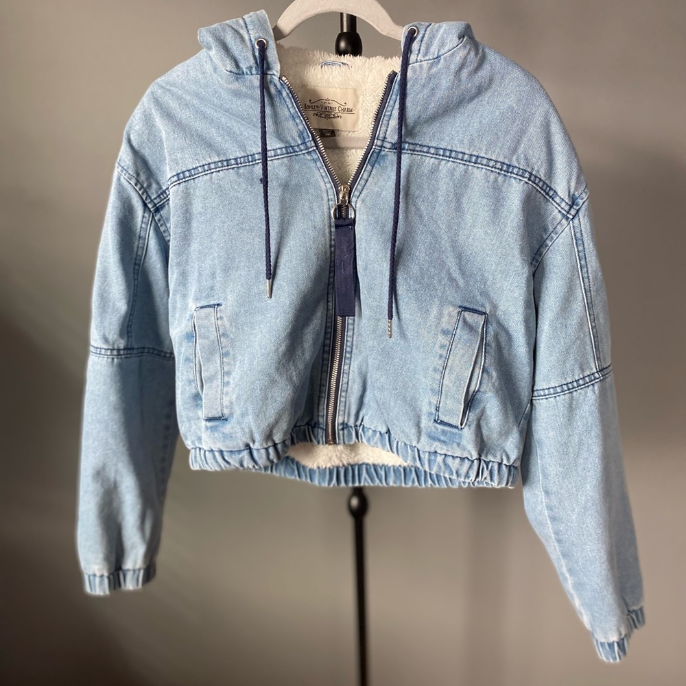 Ashley Vintage Charm|| Cropped Sherpa Lined Jacket